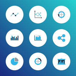 set of graphs diagrams and statistics icons vector image