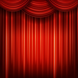 Red Theater Curtain with Light Vector Image