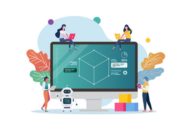 scene of 3d modeling class vector image