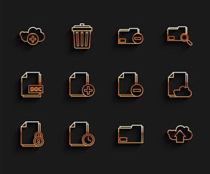 set line document and lock with clock add cloud vector image