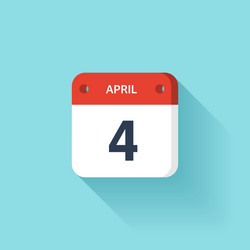 April 4 isometric calendar icon with shadow vector