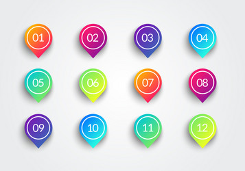 Arrow bullet point colorful markers with number vector