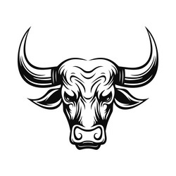 Bull Head Emblem - Black & White Vector Image