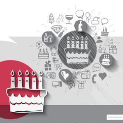 hand drawn birthday pie icons Vector Image