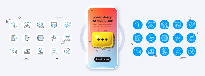 music app notification bubble and internet line vector image
