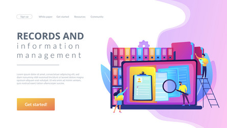 records management concept landing page vector image