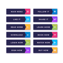 UI Button Set with Shadows vector image