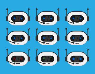 chatbot bot smiles icon set vector