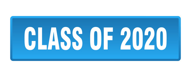 class 2020 button square blue vector image