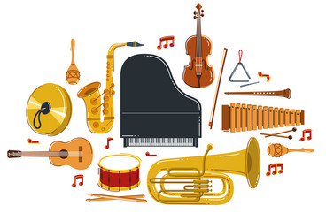 classical music instruments composition flat vector image