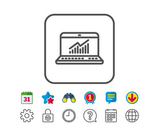 Data analysis and statistics line icon computer vector