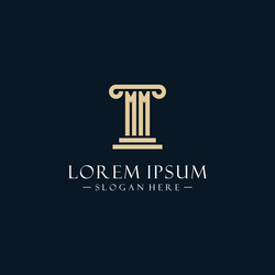 mm initial monogram logos with pillar shapes style vector image