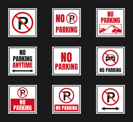 No parking signs set is prohibited icons vector