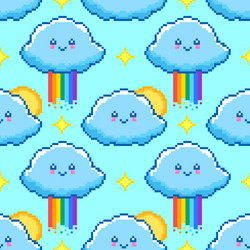 pixel art seamless pattern with clouds vector image