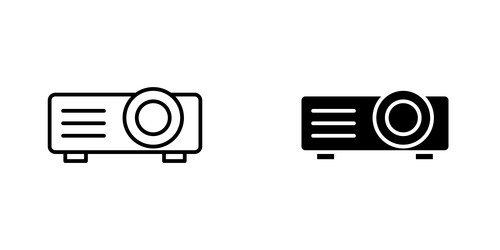 projector icons set in filled and strokes vector image