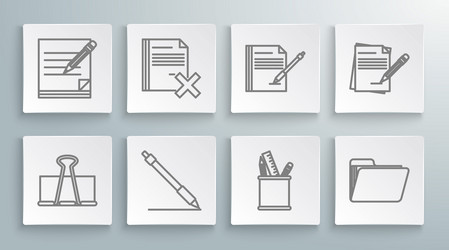 set line binder clip delete file document pen vector image