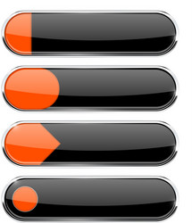 Black buttons with orange tags menu interface vector