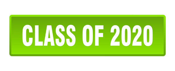 class 2020 button square green vector image