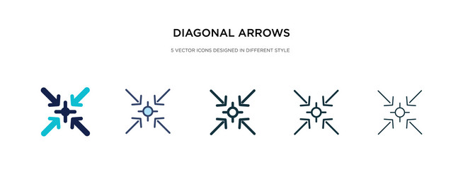diagonal arrows icon in different style two vector image