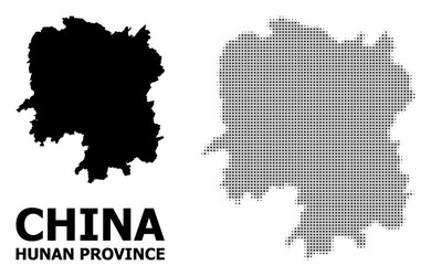 halftone pattern and solid map hunan vector image