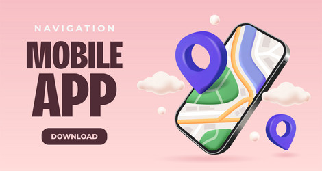 navigation mobile app banner or landing page vector image