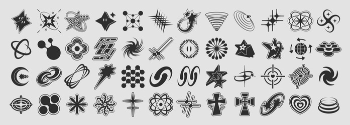 retro y2k star elements universal shapes vector image