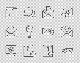set line mail and e-mail on speech bubble express vector image