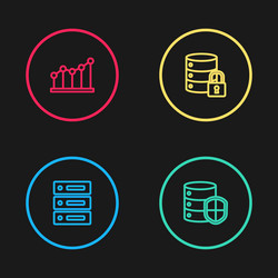 set line server data web hosting with shield vector image