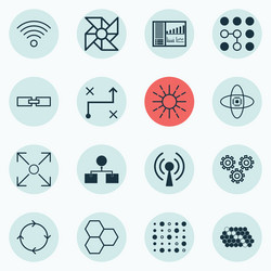 set of 16 machine learning icons includes vector