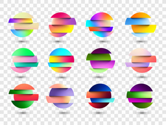 set of deformed gradient circles in glitch style vector image