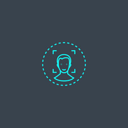 face authentication concept blue line icon simple vector image