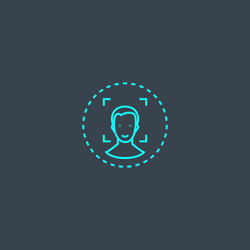 face authentication concept blue line icon simple vector