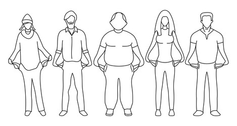 Group of people showing empty pockets vector