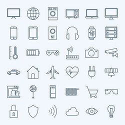 IoT Line Icons - Smart Technology Set vector image
