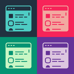 pop art browser files icon isolated on color vector image