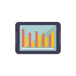 tablet showing statistical charts representing vector image