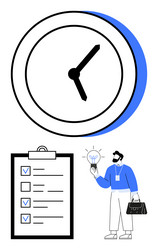 time management concept with clock checklist vector image
