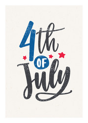 4th of july lettering handwritten with cursive vector