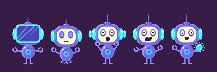 Cheerful Robot Character Set vector image