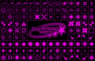 collection of y2k elements large set icons vector image