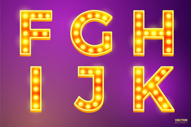 Glowing lamp letters for circus movie etc vector