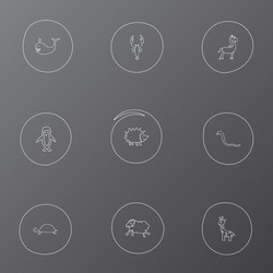 set of 9 editable zoo doodles includes symbols vector image