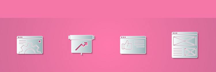 set paper cut browser setting board with graph vector image