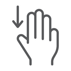 three fingers drag down line icon gesture vector image