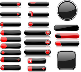 black and red menu buttons interface elements vector image