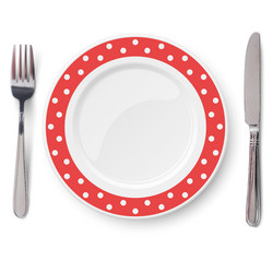 empty red plate with polka dot color pattern vector