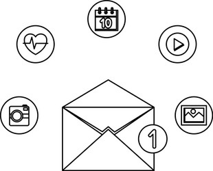 Envelope mail with counter and apps menu vector