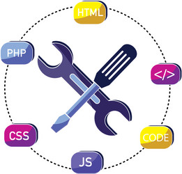 industry equipments and data programing code vector image