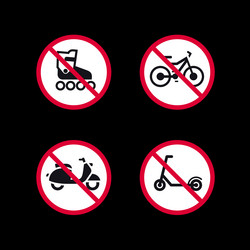Prohibited signs forbidden round stickers set Vector Image