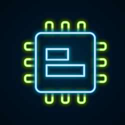 glowing neon line computer processor vector image